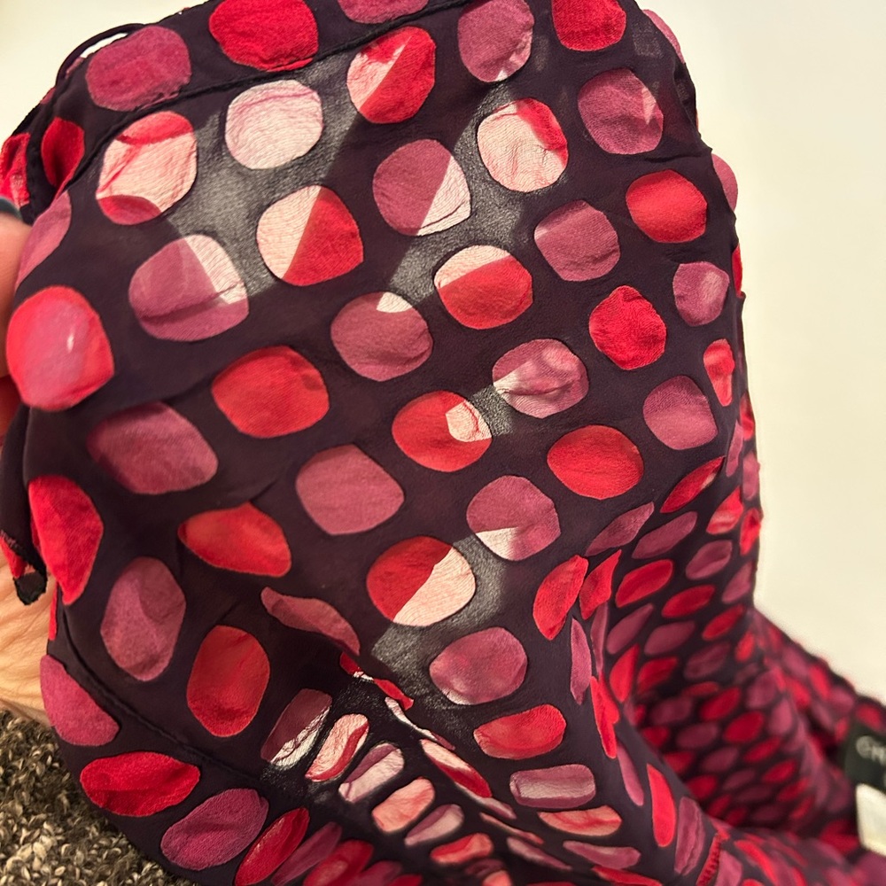 CHANEL Sheer Purple and Pink Polka Dot Silk blouse - Picture 10 of 12